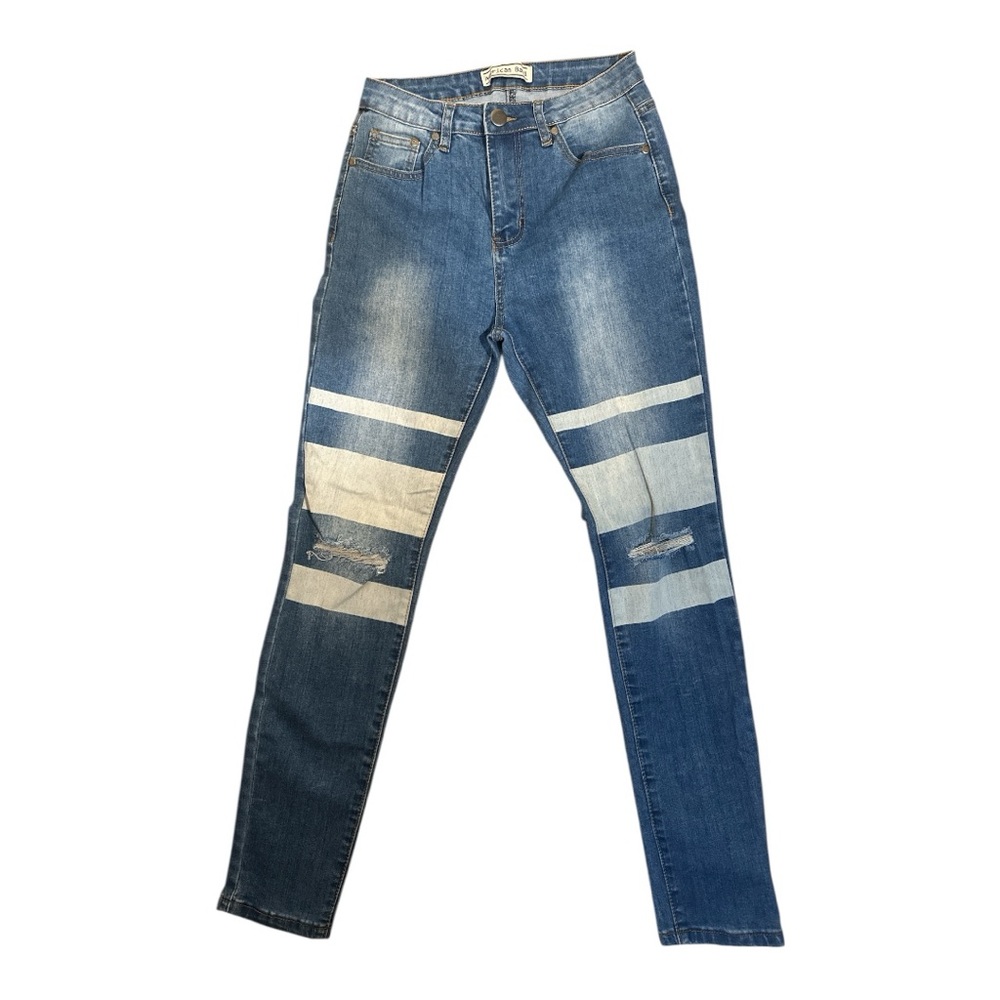 American Bazi Blue and White Patchwork Jeans